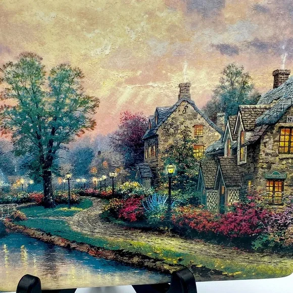 1997 Lamplight Lane By Thomas Kinkade Bradford Exchange Limited Edition Plate - Picture 2 of 5
